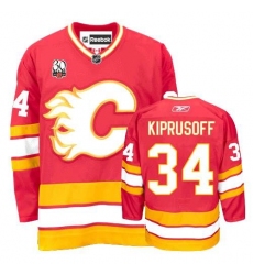 Men's Reebok Calgary Flames #34 Miikka Kiprusoff Premier Red 30th Patch NHL Jersey