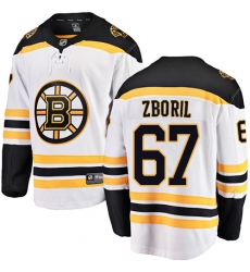 Men's Boston Bruins #67 Jakub Zboril Authentic White Away Fanatics Branded Breakaway NHL Jersey