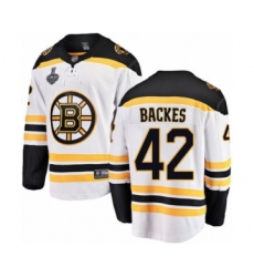 Men's Boston Bruins #42 David Backes Authentic White Away Fanatics Branded Breakaway 2019 Stanley Cup Final Bound Hockey Jersey