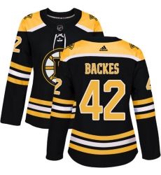 Women's Adidas Boston Bruins #42 David Backes Authentic Black Home NHL Jersey