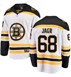 Men's Boston Bruins #68 Jaromir Jagr Authentic White Away Fanatics Branded Breakaway NHL Jersey