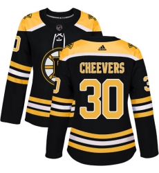 Women's Adidas Boston Bruins #30 Gerry Cheevers Authentic Black Home NHL Jersey