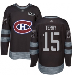 Men's Adidas Montreal Canadiens #15 Chris Terry Authentic Black 1917-2017 100th Anniversary NHL Jersey