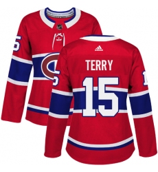 Women's Adidas Montreal Canadiens #15 Chris Terry Authentic Red Home NHL Jersey