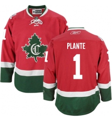 Women's Reebok Montreal Canadiens #1 Jacques Plante Authentic Red New CD NHL Jersey