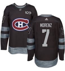Men's Adidas Montreal Canadiens #7 Howie Morenz Premier Black 1917-2017 100th Anniversary NHL Jersey