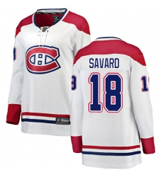 Women's Montreal Canadiens #18 Serge Savard Authentic White Away Fanatics Branded Breakaway NHL Jersey
