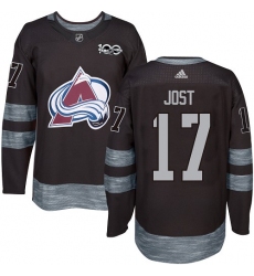 Men's Adidas Colorado Avalanche #17 Tyson Jost Premier Black 1917-2017 100th Anniversary NHL Jersey
