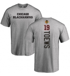 NHL Adidas Chicago Blackhawks #19 Jonathan Toews Ash Backer T-Shirt