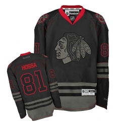 Men's Reebok Chicago Blackhawks #81 Marian Hossa Premier Black Ice NHL Jersey