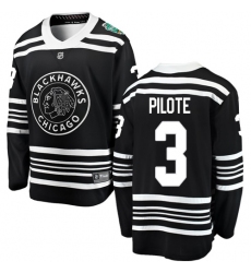 Men's Chicago Blackhawks #3 Pierre Pilote Black 2019 Winter Classic Fanatics Branded Breakaway NHL Jersey
