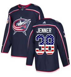 Youth Adidas Columbus Blue Jackets #38 Boone Jenner Authentic Navy Blue USA Flag Fashion NHL Jersey
