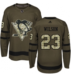Youth Reebok Pittsburgh Penguins #23 Scott Wilson Authentic Green Salute to Service NHL Jersey