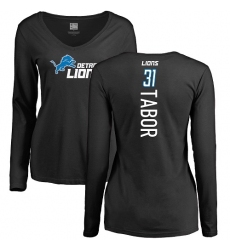 NFL Women's Nike Detroit Lions #31 Teez Tabor Black Backer Long Sleeve T-Shirt