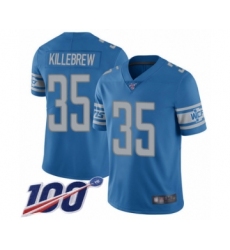 Men's Detroit Lions #35 Miles Killebrew Blue Team Color Vapor Untouchable Limited Player 100th Season Football Jersey
