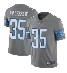 Men's Nike Detroit Lions #35 Miles Killebrew Elite Steel Rush Vapor Untouchable NFL Jersey