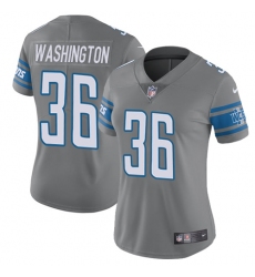 Women's Nike Detroit Lions #36 Dwayne Washington Limited Steel Rush Vapor Untouchable NFL Jersey