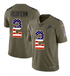Youth Nike Detroit Lions #2 Kasey Redfern Limited Olive/USA Flag Salute to Service NFL Jersey
