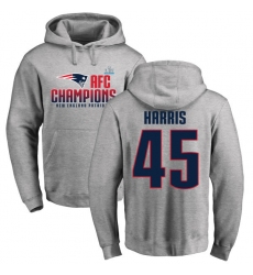 Nike New England Patriots #45 David Harris Heather Gray 2017 AFC Champions Pullover Hoodie