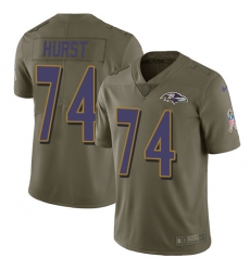 Men's Nike Baltimore Ravens #74 James Hurst Limited Olive 2017 Salute to Service NFL Jersey