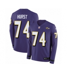 Men's Nike Baltimore Ravens #74 James Hurst Limited Purple Therma Long Sleeve NFL Jersey