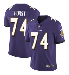 Youth Nike Baltimore Ravens #74 James Hurst Purple Team Color Vapor Untouchable Limited Player NFL Jersey