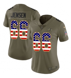 Women's Nike Baltimore Ravens #66 Ryan Jensen Limited Olive/USA Flag Salute to Service NFL Jersey