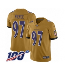Youth Baltimore Ravens #97 Michael Pierce Limited Gold Inverted Legend 100th Season Football Jersey