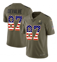 Men's Nike Cleveland Browns #87 Seth DeValve Limited Olive/USA Flag 2017 Salute to Service NFL Jersey