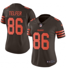 Women's Nike Cleveland Browns #86 Randall Telfer Limited Brown Rush Vapor Untouchable NFL Jersey