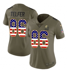 Women's Nike Cleveland Browns #86 Randall Telfer Limited Olive/USA Flag 2017 Salute to Service NFL Jersey