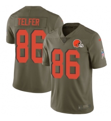 Youth Nike Cleveland Browns #86 Randall Telfer Limited Olive 2017 Salute to Service NFL Jersey
