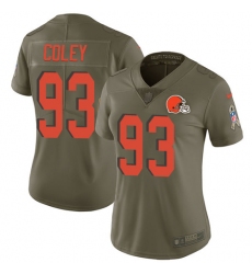 Women's Nike Cleveland Browns #93 Trevon Coley Limited Olive 2017 Salute to Service NFL Jersey