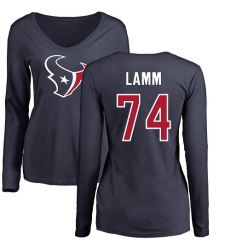 NFL Women's Nike Houston Texans #74 Kendall Lamm Navy Blue Name & Number Logo T-Shirt
