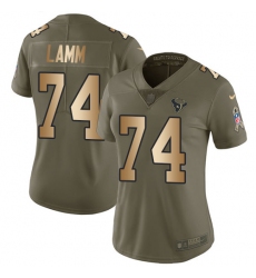 Women's Nike Houston Texans #74 Kendall Lamm Limited Olive Gold 2017 Salute to Service NFL Jersey