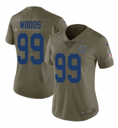Women's Nike Indianapolis Colts #99 Al Woods Limited Olive 2017 Salute to Service NFL Jersey