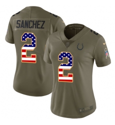 Women's Nike Indianapolis Colts #2 Rigoberto Sanchez Limited Olive/USA Flag 2017 Salute to Service NFL Jersey
