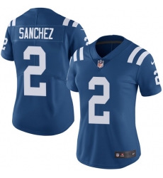 Women's Nike Indianapolis Colts #2 Rigoberto Sanchez Royal Blue Team Color Vapor Untouchable Elite Player NFL Jersey