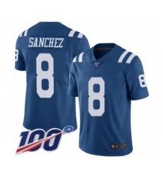 Youth Indianapolis Colts #8 Rigoberto Sanchez Limited Royal Blue Rush Vapor Untouchable 100th Season Football Jersey