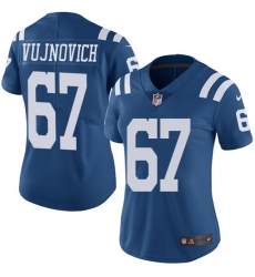 Women's Nike Indianapolis Colts #67 Jeremy Vujnovich Limited Royal Blue Rush Vapor Untouchable NFL Jersey