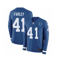 Men's Nike Indianapolis Colts #41 Matthias Farley Limited Blue Therma Long Sleeve NFL Jersey