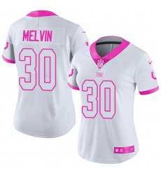 Women's Nike Indianapolis Colts #30 Rashaan Melvin Limited White/Pink Rush Fashion NFL Jersey