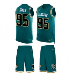Men's Nike Jacksonville Jaguars #95 Abry Jones Limited Teal Green Tank Top Suit NFL Jersey