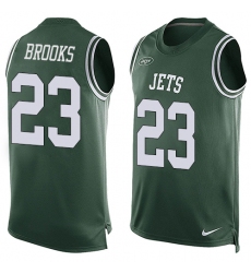 Men's Nike New York Jets #23 Terrence Brooks Limited Green Player Name & Number Tank Top NFL Jersey