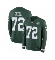 Men's Nike New York Jets #72 Brandon Shell Limited Green Therma Long Sleeve NFL Jersey