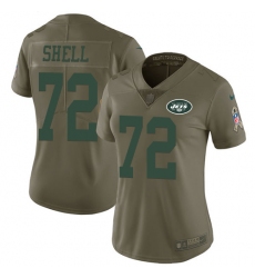 Women's Nike New York Jets #72 Brandon Shell Limited Olive 2017 Salute to Service NFL Jersey