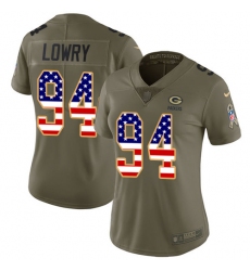 Women's Nike Green Bay Packers #94 Dean Lowry Limited Olive/Gold 2017 Salute to Service NFL Jersey