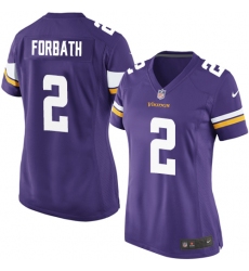 Women's Nike Minnesota Vikings #2 Kai Forbath Game Purple Team Color NFL Jersey