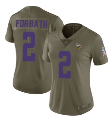 Women's Nike Minnesota Vikings #2 Kai Forbath Limited Olive 2017 Salute to Service NFL Jersey