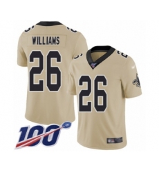 Men's New Orleans Saints #26 P.J. Williams Limited Gold Inverted Legend 100th Season Football Jersey